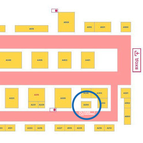 Схема расположения Стенда OverGrower на выставке Учсиб 2025