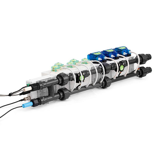 SENSORS-02 + DOSER-05 + DOSER-03 соединены в единую систему контроля и регулирования параметров гидропонного раствора